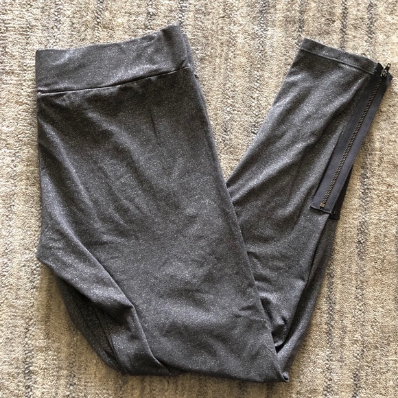 Free People Pants - Like New Free People Gray Glitter Zipper Leggings